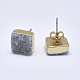 Natural Dyed Druzy Quartz Stud Earrings EJEW-P165-A07-3