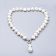 Shell Pearl Pendant Necklaces NJEW-Q310-05-1