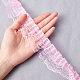 ポリエステルレーストリム  刺繍入りフローラルレースリボン  縫製や工芸品の装飾用  ピンク  44mm  約20ヤード/カード（18.28m /カード） OCOR-WH0058-07A-3