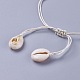 Cowrie Shell Braided Bead Necklaces NJEW-WH0003-01-3