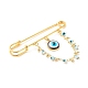 Cyan Resin Evil Eye with Brass Dangle Chain Lapel Pin JEWB-BR00076-3