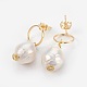 Boucles d'oreilles pendantes en perles baroques keshi EJEW-JE02835-2