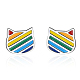 Orecchini a bottone con gatto smaltato con bandiera dell'orgoglio color arcobaleno RABO-PW0001-022P-1