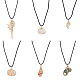 ANATTASOUL 6Pcs 6 Style Natural Shell Pendant Necklaces Set with Wax Cords for Women NJEW-AN0001-42-1