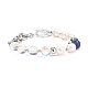 Bracelet en perles de lapis-lazuli naturel (teint) et pierre de lune synthétique et perle BJEW-TA00058-1