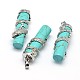 Column with Dragon Platinum Plated Brass Synthetic Turquoise Pendants G-F228-23J-RS-1