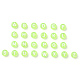 透明な芝生の緑のアクリルビーズ  水平穴  混合文字  白い文字でフラットラウンド  7x4mm  穴：1.5mm  100個/袋 TACR-YW0001-08H-2