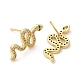 Rack Plating Brass Snake Stud Earrings with Cubic Zirconia EJEW-D061-52G-2