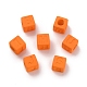 ラバー加工オペークアクリルビーズ  正方形  オレンジ  12x12x12mm  穴：7mm OACR-K007-013A-3