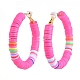 Basketball Wives Style Brass Heishi Beaded Hoop Earrings EJEW-JE04083-03-2