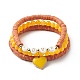 3Pcs 3 Style Natural Gemstone & Acrylic Word Love Beaded Stretch Bracelets Set with Alloy Enamel Heart Charms BJEW-JB08924-3