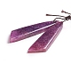 天然リチア雲母/紫雲母石ペンダント  ジュエリー作りのための  ウイング  43~44.5x10~11x3.5~5mm  穴：1.2mm G-G827-04O-2