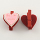 Ornements de valentines bois bricolage décorations idées d'artisanat photos murales de coeur avec le mot soit pinces à linge en bois trombones carte postale mines X-AJEW-Q078-01-2