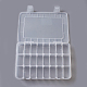 プラスチックビーズ収納ケース  調整可能な仕切りボックス  24のコンパートメント  長方形  透明  20.3x15.5x3.8cmコンパートメント：2.6x4.5センチメートル。 24コンパートメント/箱 CON-F005-07-A-2