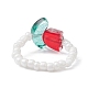 Anneaux extensibles en perles de graines de verre de fleur de tulipe pour femmes RJEW-JR00596-5