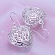 Silver Color Plated Brass Hollow Heart Dangle Earrings EJEW-BB11904-2