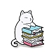 Katze mit Buch-Emaille-Pin JEWB-G014-A03-B-1