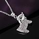 Silver Color Plated Brass Cubic Zirconia Pet Dog Pendant Necklaces NJEW-BB10026-2