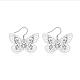 Graceful Silver Plated Brass Filigree Butterfly Dangle Earrings EJEW-BB00705-1