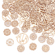 Hobbiesay 100 pieza 5 estilos conector de filigrana de latón encanto 13-22 mm redondo grabado carpinteros de metal enlaces adornos colgantes huecos de oro claro para diy horquilla sombreros pendiente collar KK-HY0001-19-1