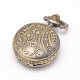 Vintage hohle flache runde geschnitzte Eule Legierung Quarzuhr Köpfe für Taschenuhr Halskette Herstellung WACH-M109-09-3