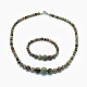 Natural Green Opal Graduated Beads Necklaces and Bracelets Jewelry Sets SJEW-L132-04-1