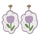 6 Pair 6 Style Acrylic Flower Dangle Stud Earrings EJEW-JE05471-4