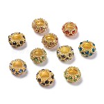 Legierung Rhinestone European Beads, Großloch perlen, Goldene Metall Farbe, Mischfarbe, 11x6 mm, Bohrung: 5 mm