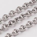 304 Stainless Steel Cable Chains, Unwelded, Oval, Stainless Steel Color, 4x3x0.8mm