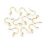 Long-Lasting Plated Brass French Earring Hooks, with Horizontal Loop, Flat Earring Hooks, Real 18K Gold Plated, Nickel Free, 15.5x3mm, Hole: 1.5mm, Pin: 0.9mm