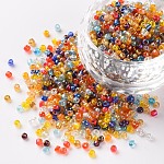 Round Glass Seed Beads, Transparent Colours Rainbow, Round, Mixed Color, 2mm