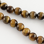 Natürlichen Tigerauge runde Perle Stränge, 8 mm, Bohrung: 1 mm, ca. 48 Stk. / Strang, 14.9 Zoll