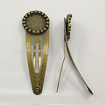 Accessoires de pince à cheveux fer à repasser, accessoires de cheveux faisant, sans nickel, bronze antique, 51x16x3mm, Plateau: 12 mm