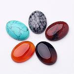 Cabuchones de piedras preciosas, estilo mezclado, oval, piedra mezclada, 25x18x5~6mm