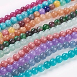 Natural White Jade Beads Strands, Dyed, Round, Mixed Color, 8mm, Hole: 1mm, about 48pcs/Strand