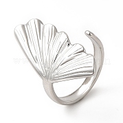 304 Stainless Steel Shell Shape Open Cuff Ring for Women RJEW-E063-12P