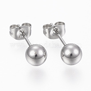 Серьги-гвоздики с шариками из нержавеющей стали 201 STAS-P179-02P-6mm