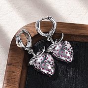 Латунные микро проложить серьги обруча кубического циркония EJEW-R016-23P