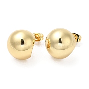 Латунные серьги-гвоздики с круглыми шариками и стойкой EJEW-D064-05G