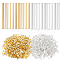 Glass Bugle Beads, Silver Lined, Gold, 1.8~2.2x1.8~2mm, Hole: 0.8~0.9mm,  about 15000pcs/pound