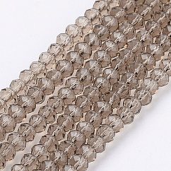 Abalorios de vidrio transparente hebras, facetados, rerondana plana, gris, 2.9~3.3x2mm, agujero: 0.5 mm, aproximamente 135~140 pcs / cadena, 32~34 cm