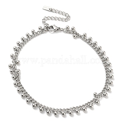 Tobilleras de cadena de eslabones con dijes de bolas redondas de acero inoxidable 304 que no se deslustran, color acero inoxidable, 8-5/8 pulgada (22 cm)