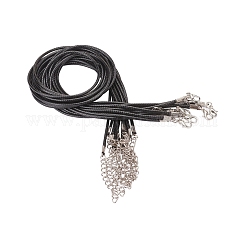 Ciré fabrication de collier, avec alliage de zinc homard fermoirs pince, platine, noir, 17.8 pouce ~ 18 pouces (45.5~46 cm), 2mm