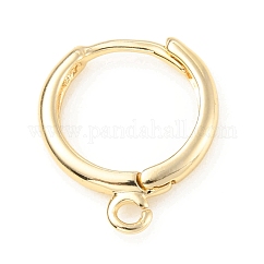 Reperti per orecchini a cerchio huggie in ottone, cadmio & nichel &piombo libero, tondo, oro chiaro, 12 gauge, 16x13.5x2mm, Foro: 1.5 mm, ago :0.8mm
