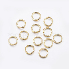 Anillos de salto abiertos de acero inoxidable 304, redondo, real 24k chapado en oro, 18 diámetro, 10x1mm, diámetro interior: 8.5 mm