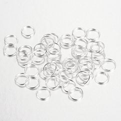 Hierro anillos del salto abierto, redondo, plata, 10x1.0mm, 18 diámetro, diámetro interior: 8 mm, aproximamente 5600 unidades / 1000 g