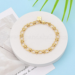 Messingkette Armbänder, ovale Gliederkettenarmbänder für Damen, mit Glücksstempel, Nickelfrei, echtes 18k vergoldet, 7-7/8 Zoll (20 cm)