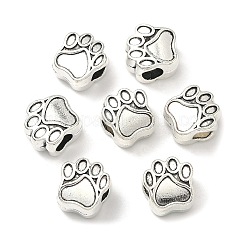 Tibetano stile cane in lega di zinco impronte perline europei, piombo & cadimo libero, argento antico, 11x10.6x7.5mm, Foro: 4.8 mm, circa 192pcs/500g