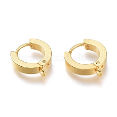 Orecchini a cerchio huggie in acciaio inossidabile placcato ionico (ip) 304, con anello verticale, anello, vero placcato oro 24k, 15.5x14x3mm, Foro: 1.6 mm, ago :1mm