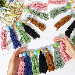 Girlande mit Wollfilzbällen und Quasten&nbsp;DIY-WH20011-28B